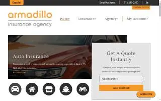 Armadillo Insurance Agency website