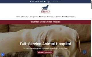 Highland's Pet Medical Clinic website