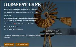 Oldwest Cafe of Bedford website
