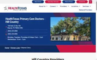 HealthTexas Primary Care Doctors (Hill Country Clinic) website