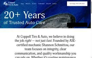 Coppell Tire and Auto website