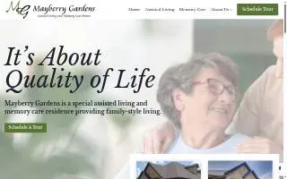Mayberry Gardens Assisted Living and Memory Care Homes website