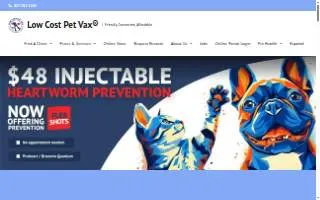 Low Cost Pet Vax website