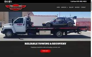 Reliable Towing LLC of El Paso website