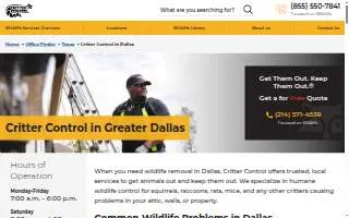 Critter Control Dallas Ft Worth website