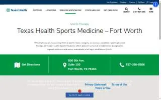 Texas Health Sports Medicine - Fort Worth website