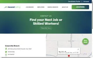 Ascend Staffing of Greenville website