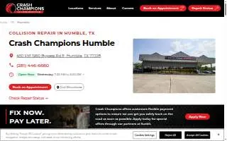 Crash Champions Collision Repair Humble website