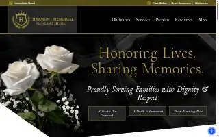 Harmony Memorial Funeral Home website