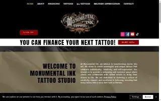 Monumental Ink Tattoo Studio website