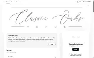 Classic Oaks Wedding & Event Venue website