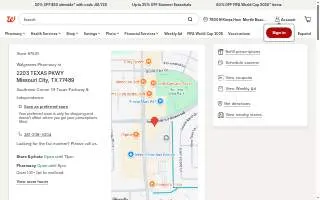 Walgreens Pharmacy of Missouri City website