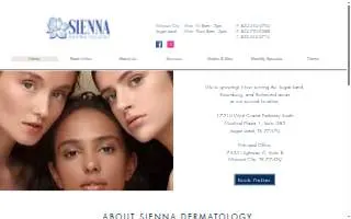 Sienna Dermatology - Sugarland TX website