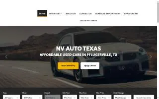 NV Auto Texas website