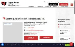 CornerStone Staffing of Richardson website