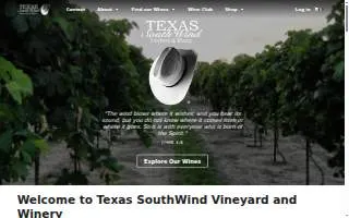 Texas SouthWind Vineyard & Winery, LLC of Robstown website