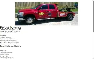 Piyos Towing INC. website