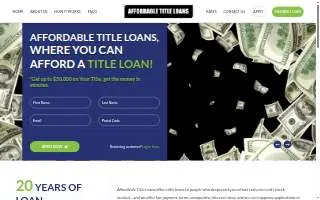 Affordable Title Loans Sunset website