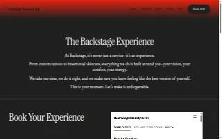 Backstage Beauty & Ink website