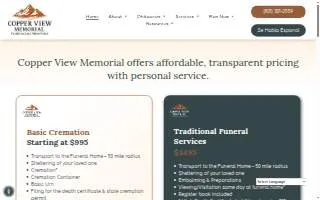 Copper View Memorial website
