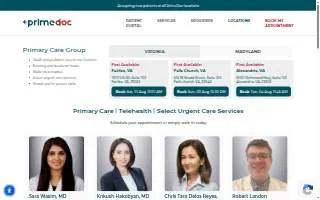 PrimeDoc Primary Care-Alexandria website