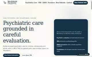Blacksburg Psychiatry & TMS website
