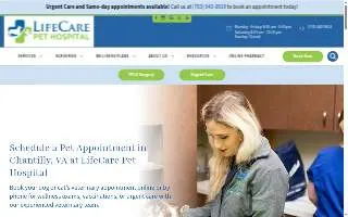 LifeCare Pet Hospital of Chantilly website