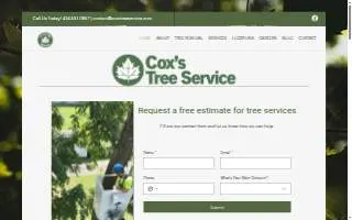 Cox's Tree Service website