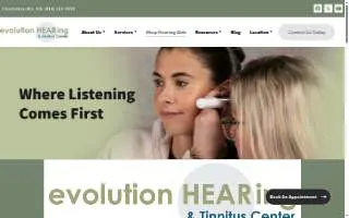 Evolution Hearing and Tinnitus Center website