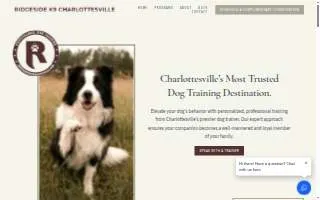 Ridgeside K9 Charlottesville website