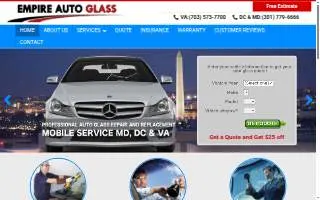 Empire Auto Glass of Fairfax website
