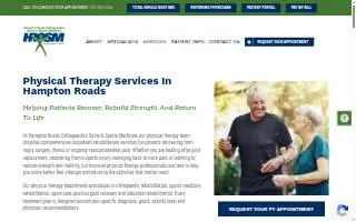 Hampton Roads Orthopaedics Spine & Sports Medicine - Physical Therapy Center website