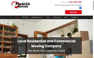 Premier Moving of Harrisonburg website