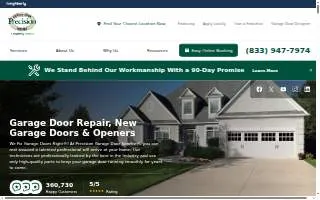 Precision Garage Door of Highland Springs website
