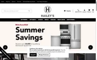 Hailey's Appliance website