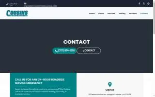 Cousins Towing & Recovery website