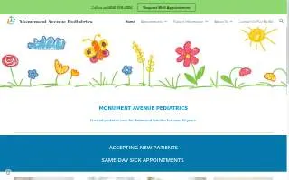 Monument Avenue Pediatrics website