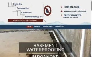 Bone-Dry Construction & Basement Waterproofing, Inc. website