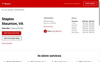 Staples of Staunton website