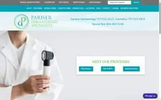 Pariser Dermatology Specialists, LTD of Suffolk website