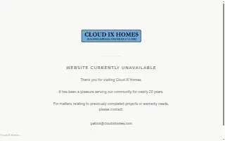 Cloud IX Homes, LLC website