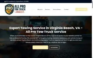 All Pro Tow Truck Service website