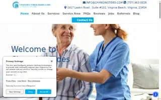 Changing Tides Home Care website