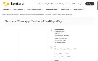Sentara Therapy Center - Healthy Way website