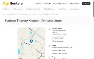 Sentara Therapy Center - Princess Anne website