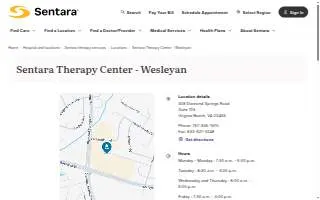 Sentara Therapy Center website
