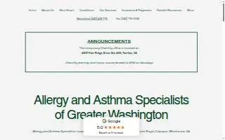 Allergy and Asthma Specialists of Greater Washington website