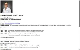 Clara M. Keegan, MD, Family Medicine Physician of South Burlington website