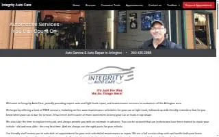 Integrity Auto Care of Arlington website