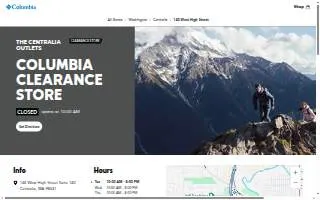 Columbia Clearance Store website
